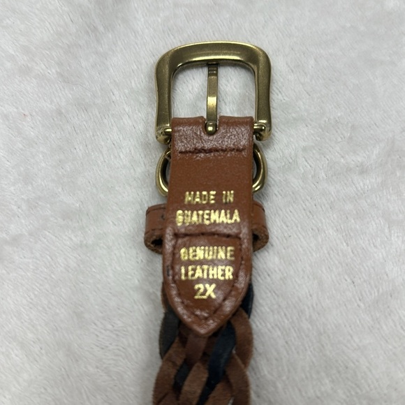 Women's Multicolor Leather Braided Belt, Gold Buckle, Brown Blue Tan Taupe,  2X - Picture 3 of 4